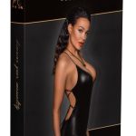 Noir Powerwetlook Minikleid schwarz XL