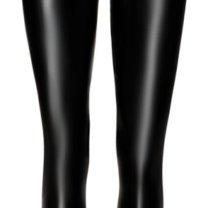 Noir Powerwetlook Leggings mit offenem Schritt, Schwarz, High Waist, Größe L