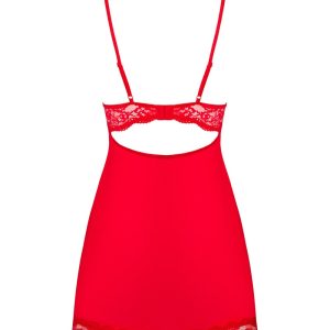 Obsessive Luvae - Elegantes Babydoll Set mit Spitze und Perlen rot S/M