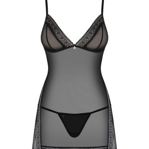 Obsessive Dessouskleid , Schwarz-transparent, mit String schwarz L/XL