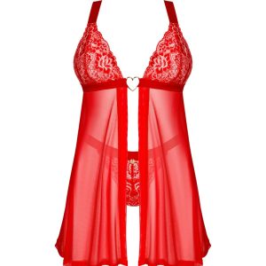 Obsessive Chilisa Babydoll & Spitzenstring rot M/L