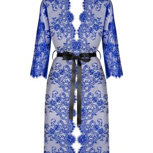 Obsessive Alluria Kimono-Set | Tüll-Transparenz & Spitze blau S/M