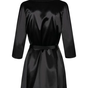 Obsessive Miamor Robe - Verführerischer Bademantel mit Spitzenärmeln schwarz S/M