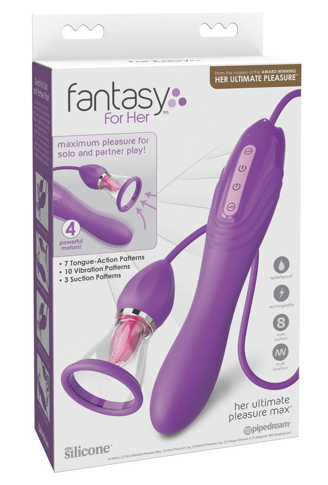 Fantasy For Her Ultimate Pleasure Max - Intim-Saugschale mit Leckzunge, Vibrator & Pumpschlauch