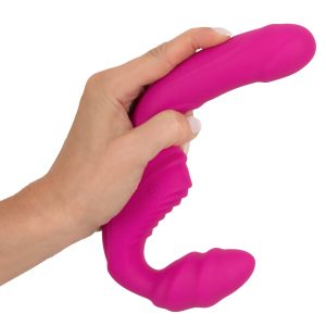 Joyful Moments Doppelvibrator "Twist & Play" - Silikon, wiederaufladbar, 9 Vibrationsmodi, ferngesteuert, 22 cm - Lila