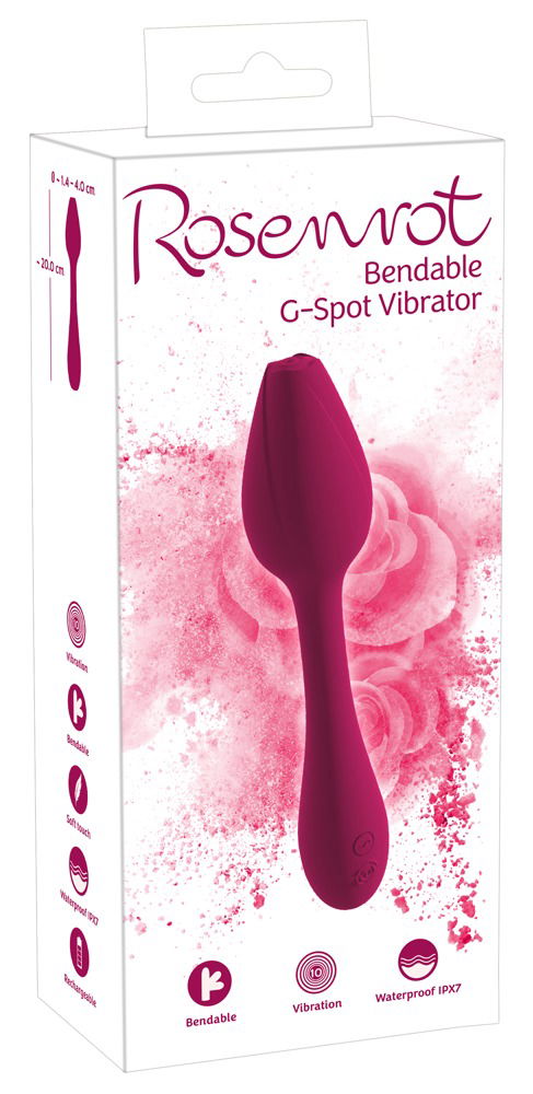 Rosenrot Bendable G-Spot Vibrator - Konische Rose, 20 cm, Schwarz