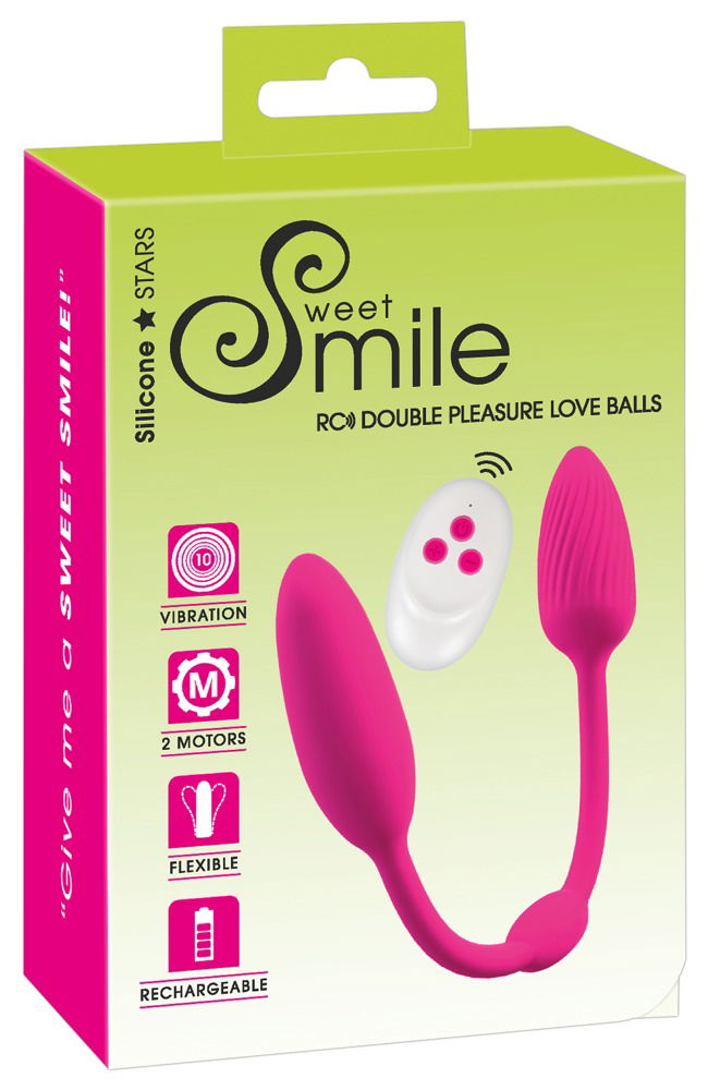 Sweet Smile RC Double Pleasure Love Balls - Vibrobullets, Silikonband, 2 Motoren, 10 Vibrationsmodi, wasserdicht, wiederaufladbar, flexibel, lila