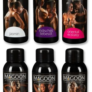 Magoon 6er Massage-Öl Sparpaket - Vanille / Jasmin / Indisch / Fantasy / Oriental / Spanisch - 300ml