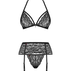 Obsessive 838-SEG-1 Spitzen-Trio Set - Schwarz