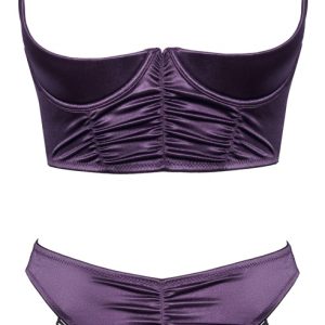 Cottelli LINGERIE Longline-Hebe und Straps-Slip ouvert Set - Dunkles Lilafarben