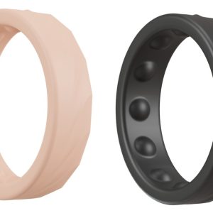 You2Toys 4in1 Silikon Cock Rings Set, Orgasmusverzögerung, Eichel- und Hodenring, 2-teilig, schwarz