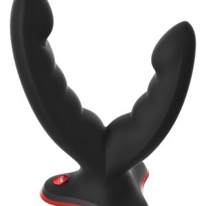 Fun Factory Ryde Doppeldildo, flexibel, einzigartiges Design, 2 Ausleger, glatte Oberfläche, stimulierende Rillen, 12,3 cm & 10 cm, Silikon, 3,8 cm, 240 g, Saugfuß, Strap-on & Harness kompatibel.