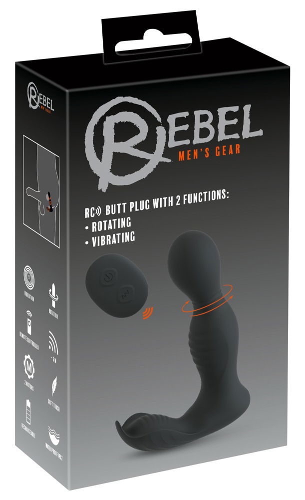 Rebel Rotating Prostate Stimulator Butt Plug mit 2 Funktionen, Rot