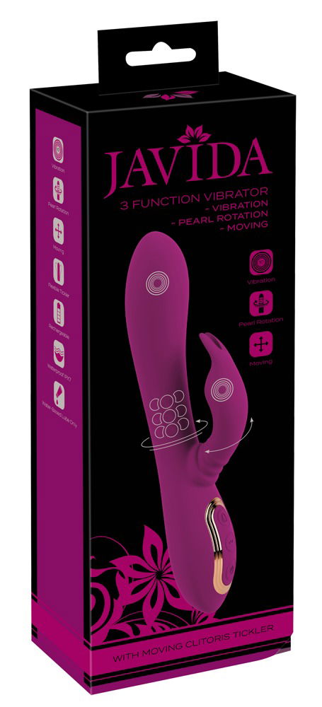 Javida 3 Function Vibrator - Synchron-Stimulation mit Extras, wasserdicht, wiederaufladbar, Silikon