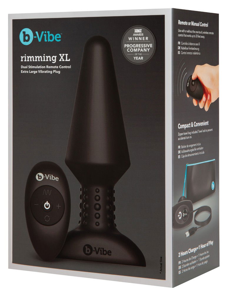 b-Vibe Rimming XL Analvibrator mit Massageperlen - Rot-Black