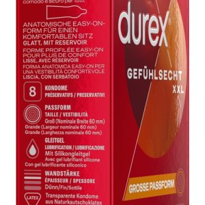 Durex Extra Groß - Dünne, transparente Kondome (8 Stück) (8 Stück)