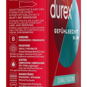 Durex Gefühlsecht Slim - Dünne Kondome für intensives Gefühl (8 Stück)