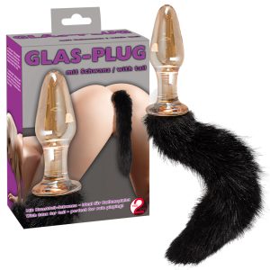 You2Toys Glas Plug mit Schweif - Perfekt für Cat/Pet-Play Gold/Schwarz