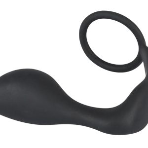 Black Velvets Ring + Plug - Penis-/Hodenring mit Analplug