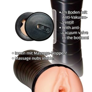 You2Toys Pussy to Go - Genoppter Masturbator mit Vagina-Öffnung Hautfarben hell/Schwarz