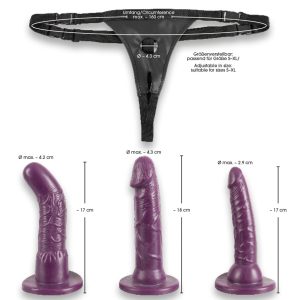 Bad Kitty Umschnall-Set mit 3 Dildos Lila S-XL