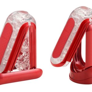 TENGA Flip 0 Red Warmer - Aufklappbarer Masturbator mit Heizstab Rot/Transparent