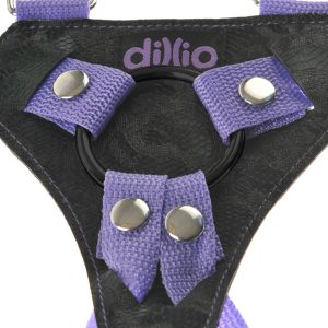 Dillio Schulterträger Harness mit Naturdildo Lila/Schwarz