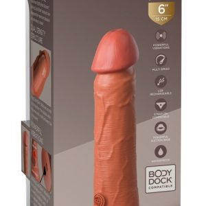 King Cock Elite - Naturvibrator 6" Dual Density mit Vibration Tan