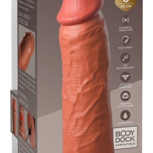 King Cock Elite Vibrating + Dual Density Naturvibrator 8" Tan