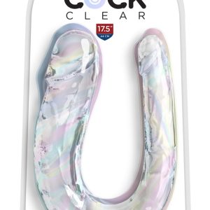 King Cock Clear Doppeldildo Large Double Trouble - Transparent, 44 cm, Ø 3 cm-5,4 cm