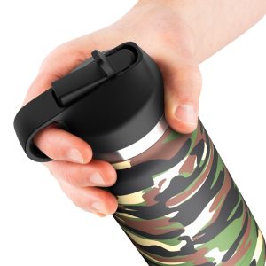 PDX Plus+ Fap Flask Happy Camper Masturbator, Tarnmuster, diskret, unterwegs, raffinierte Stimulationsstruktur, Flip-Top-Saugventil, Daumenschlaufe, lebensechtes Erlebnis, 23,8 cm, 600 g.