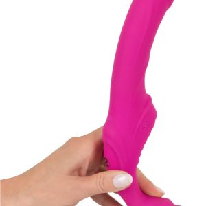 Joyful Moments Doppelvibrator "Twist & Play" - Silikon, wiederaufladbar, 9 Vibrationsmodi, ferngesteuert, 22 cm - Lila