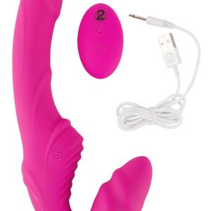 Joyful Moments Doppelvibrator "Twist & Play" - Silikon, wiederaufladbar, 9 Vibrationsmodi, ferngesteuert, 22 cm - Lila