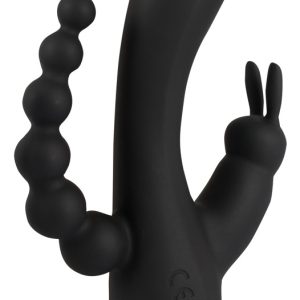 Sweet Smile Triple G-Spot Vibr - Vibrator mit Klitoris- und Anus-Stimulator Schwarz/Silber