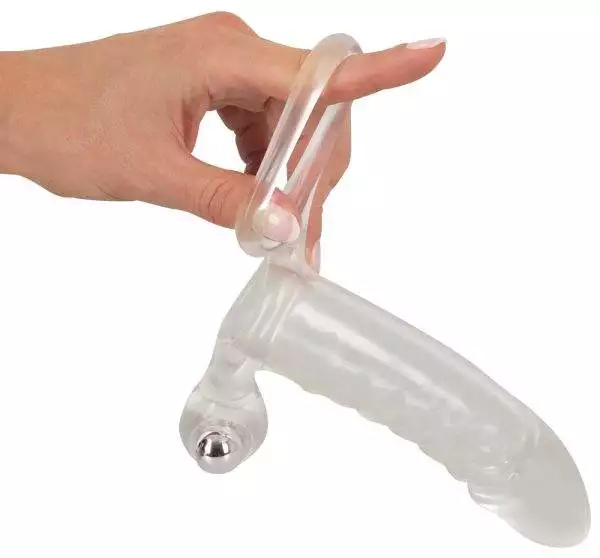 Crystal Clear Vibrating Sleeve - Penishülle mit Hodenring und Vibration
