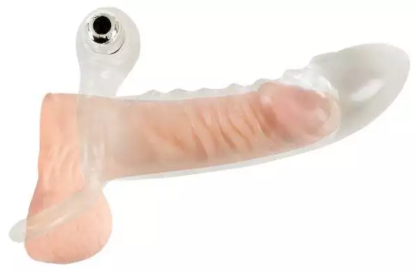 Crystal Clear Vibrating Sleeve - Penishülle mit Hodenring und Vibration