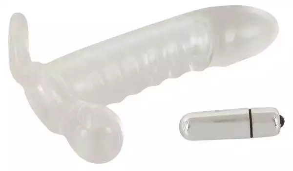 Crystal Clear Vibrating Sleeve - Penishülle mit Hodenring und Vibration