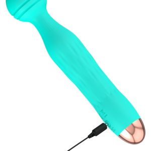 Cuties Mini Vibrator Green 2.G - Kleiner, wasserdichter Minivibrator mit Rillenstruktur, 7 Vibrationsmodi und USB-Ladekabel Grün/Rosegold