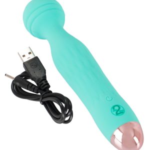 Cuties Mini Vibrator Green 2.G - Kleiner, wasserdichter Minivibrator mit Rillenstruktur, 7 Vibrationsmodi und USB-Ladekabel Grün/Rosegold