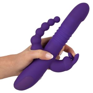 Sweet Smile Triple Thrusting V - Stoßvibrator mit Klitoris- und Analvibrator