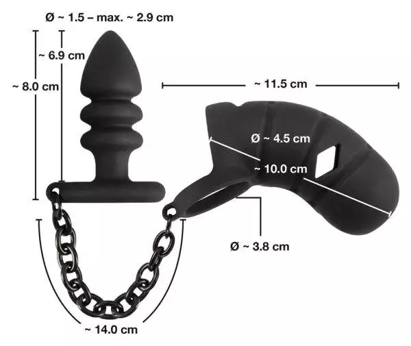 Black Velvets Cock Cage mit Hodenring und Analplug Black Velvets Cock Cage mit Hodenring und Analplug
