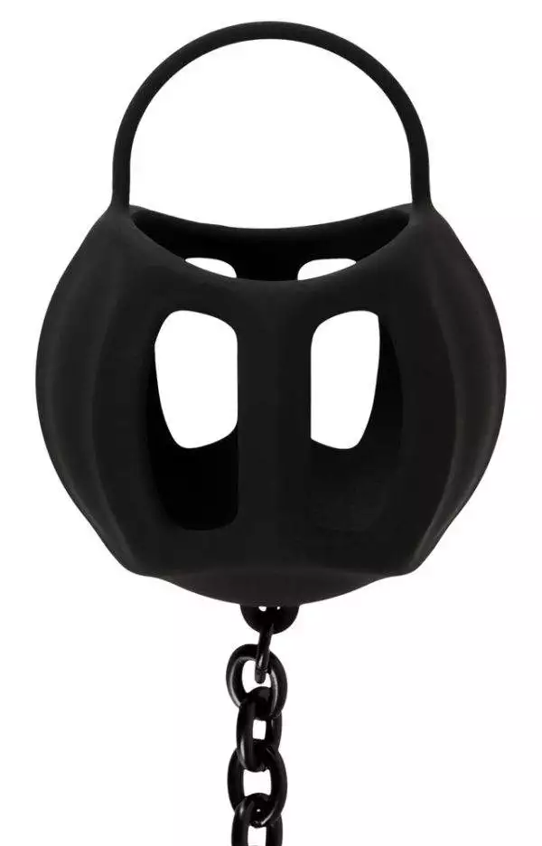 Black Velvets Ball cage with butt plug - Penisring, Hodenkäfig und Analplug aus Silikon
