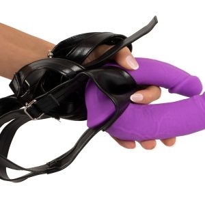 Sweet Smile Super Soft Double - Strap-On mit herausnehmbarem Doppeldildo Lila/Schwarz