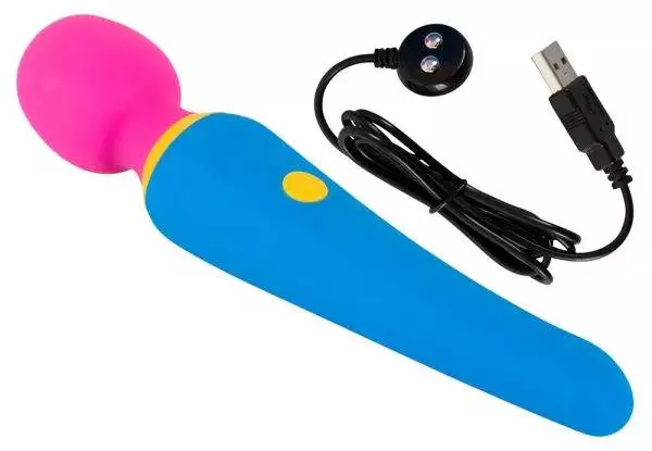 You2Toys - Kompakter wand vibrator, trendiges Color-Blocking Blau/Pink/Gelb