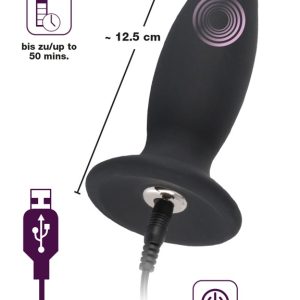 Black Velvets Analplug - Konische Form, 7 Vibrationsmodi, Standfuß, Silikon, wiederaufladbar