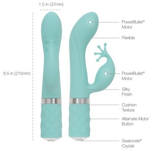 PILLOW TALK Royal Rabbit - Samtiger Rabbitvibrator mit Swarovski®-Design Teal