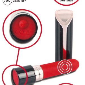 You2Toys Lippenstift-Vibrator: Mini, handlich, 10 Vibrationsmodi, wiederaufladbar Schwarz/Rot/Rosa