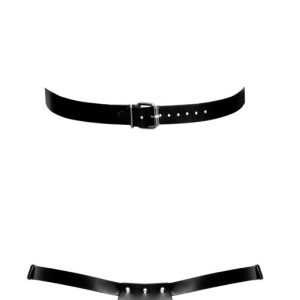 ZADO Verstellbares Harness-Set aus schwarzem Büffelleder