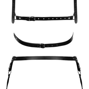 ZADO Leder Harness-Set, verstellbar, Schwarz