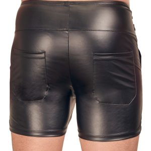 NEK Herren Shorts Schwarz - High Waist Mattlook mit Schnallenriemen L